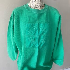 Vintage 90s Vibrant Green Textured crewneck